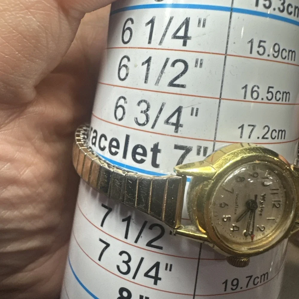 Works Vtg Wyler Incaflex Watch Women 21mm Gold Swiss Stretch Band Manual Wind 7